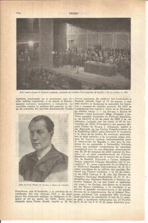 LAMINA ESPASA 37840: Acto de la Falange en 1933