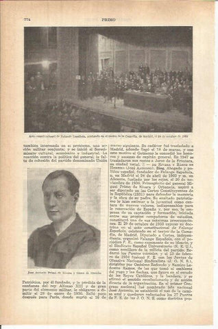 LAMINA ESPASA 37840: Acto de la Falange en 1933
