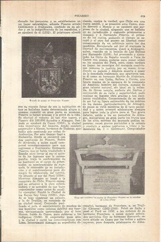 LAMINA ESPASA 37812: Escudo de armas y feretro de Francisco Pizarro