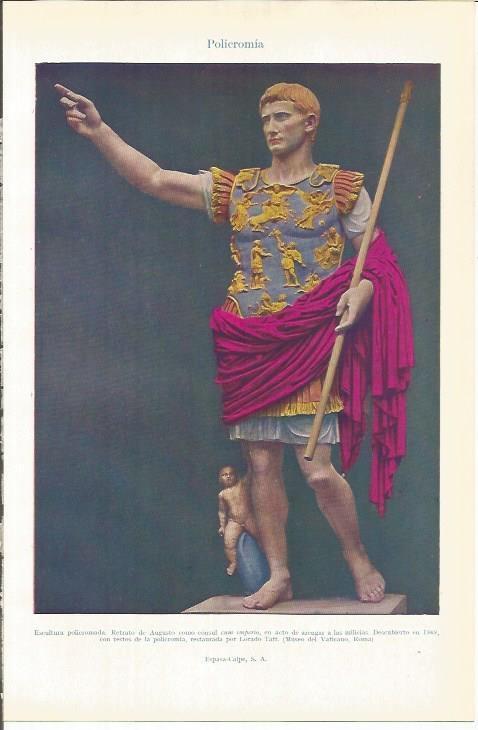 LAMINA ESPASA 37821: Escultura policromada de Augusto