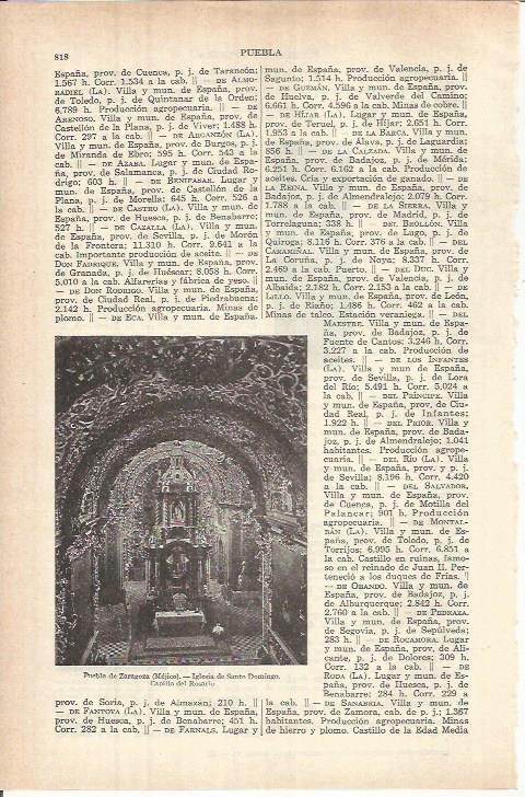 LAMINA ESPASA 37843: Iglesia de Santo Domingo en Puebla de Zaragoza, Mexico