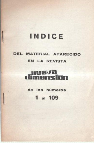 Nueva Dimension: indice de los numeros 1 al 109