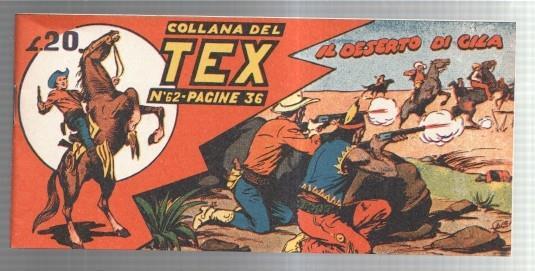 Facsimil: Collana del TEX  numero 62: Il deserto di gila