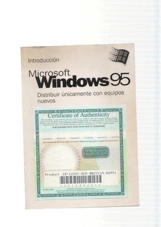 Introduccion Microsoft Windows 95. Distribuir unicamente con equipos nuevos