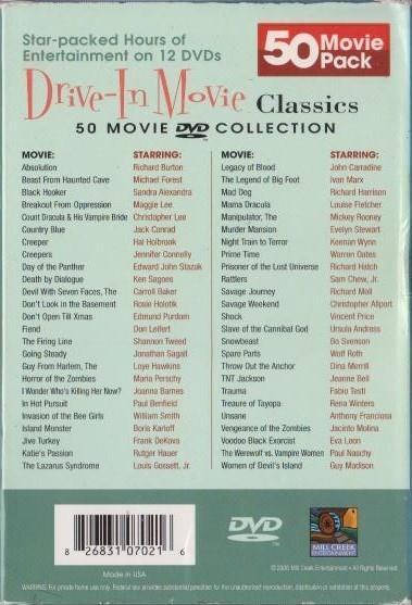 12 DVD pack: Drive-In movie 50 movie pack (INGLÉS)