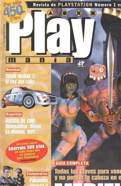 Play Mania: num 18 - Reportajes: Medievil 2, Colin McRae 2: El rey del rally, Juegos de cine: Dinosaurio, Blade, La momia, 007