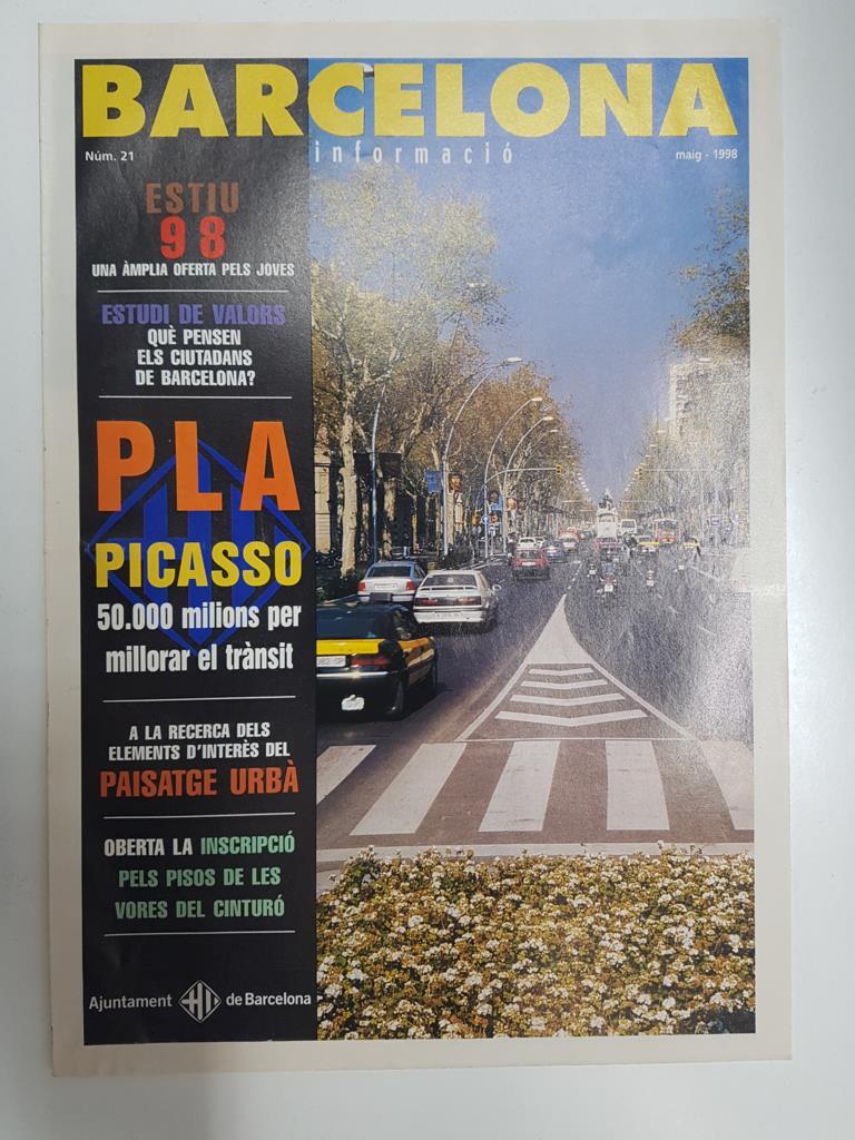 Revista Barcelona Informacio: num 21, maig 1998. Projecte Picasso (un pla per millorar la mobilitat urbana), Estudi de valors (que pensen els ciutadans de Barcelona)