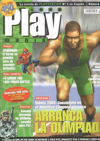 Play Mania: num 20 - reportajes: Sidney 2000, Spiderman, Guia: A sangre fria, Jedi Power Battles, Alone in the dark IV, Rayman 2, Toca WTC