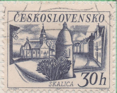Sello E01434: hoja 91, Checoslovaquia: Sello Azul oscuro, dentado. Ciudades. Skalica, 30 haleru