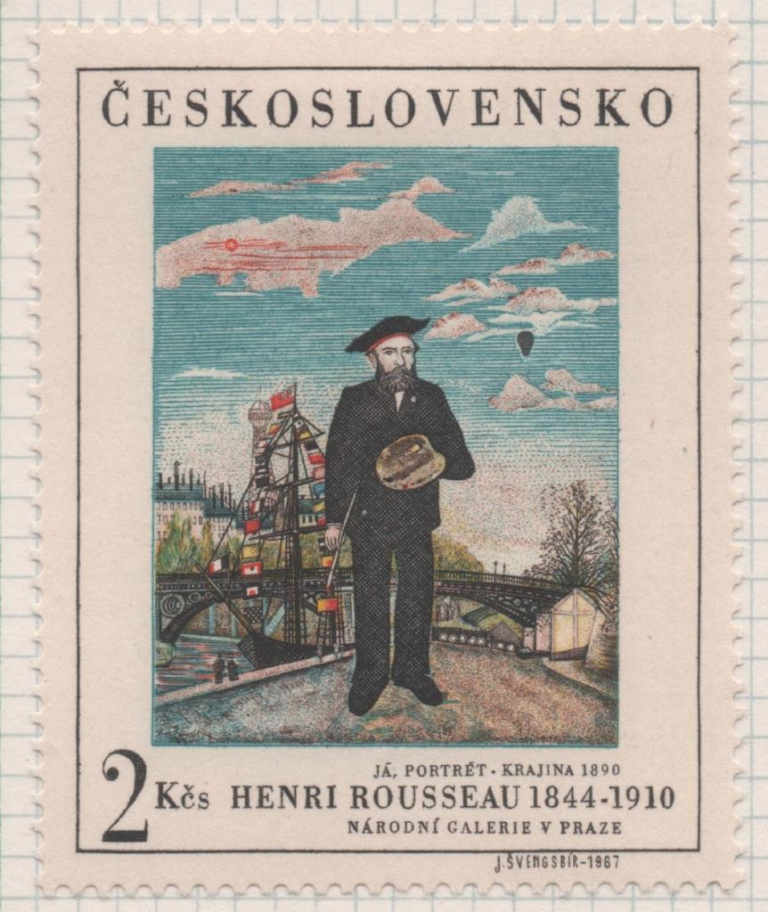 Sello E01431: hoja 91, Checoslovaquia: Sello Multicolor, dentado. 33. Exposición Internacional de Filatelia Praga 68. Henri Rousseau, 1844-1910. Autoretrato, 2 Koruny