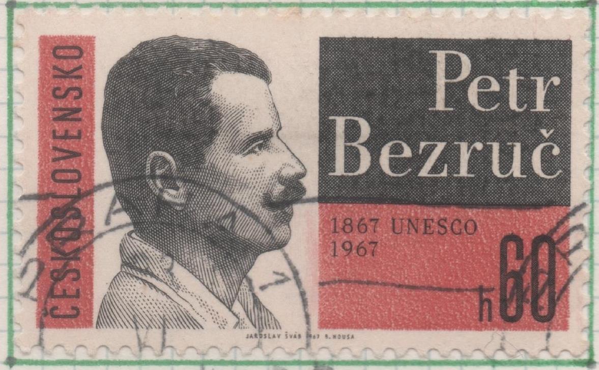 Sello E01429: hoja 91, Checoslovaquia: Sello Negro y granate, dentado. Peir Bezruc, 60 Haleru
