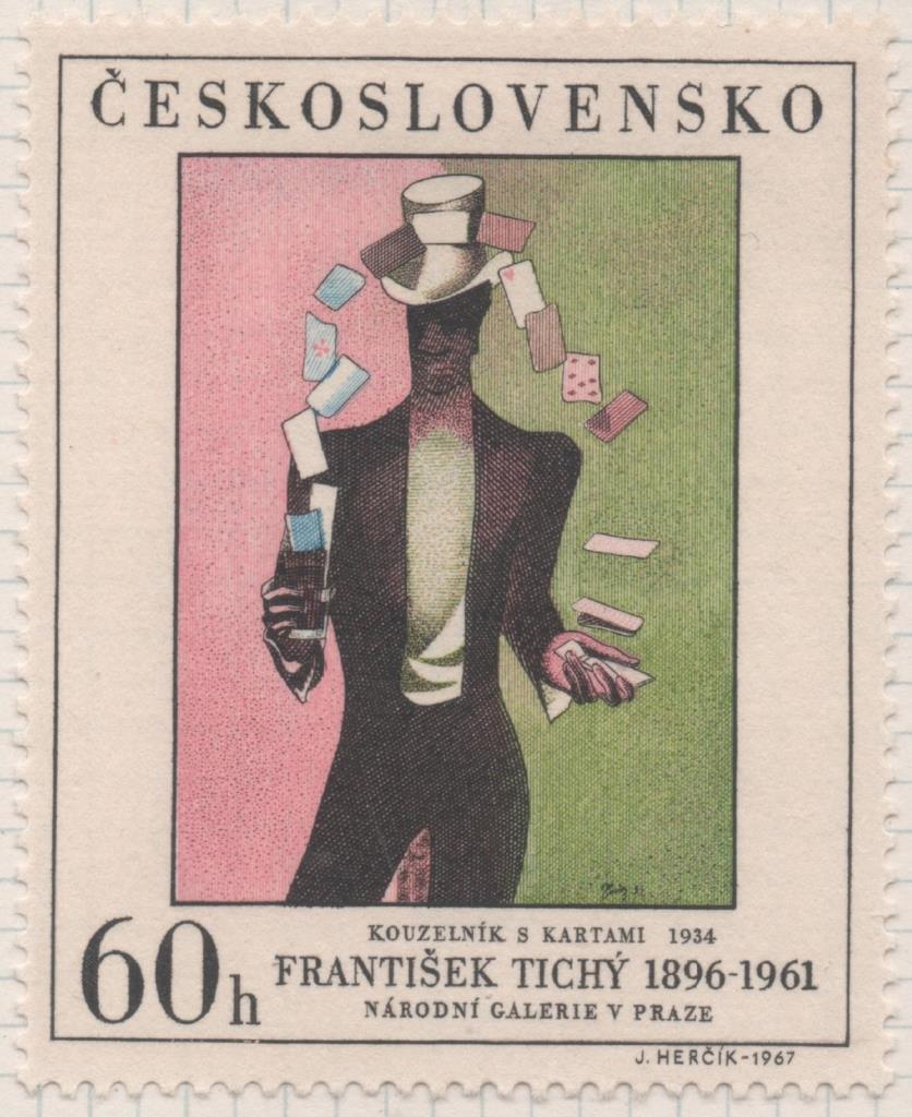 Sello E01452: hoja 93, Checoslovaquia: Sello Multicolor, dentado. Pinturas de la Galería Nacional de Praga. Malabarista. František Tichý,1896-1961, 60 Haleru