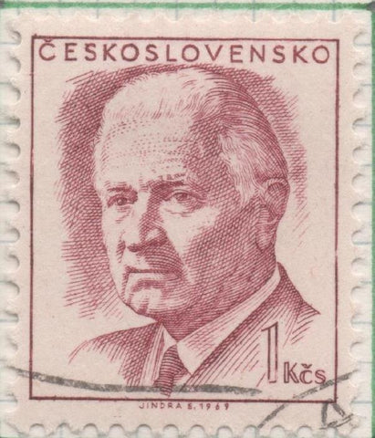 Sello E01483: hoja 95, Checoslovaquia: Sello Granate, dentado. Presidente Ludvik Svoboda, 1 Koruna