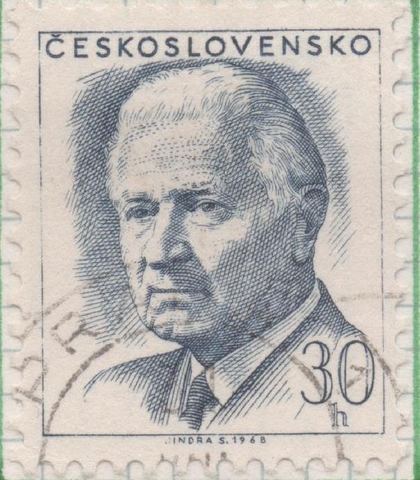 Sello E01480: hoja 95, Checoslovaquia: Sello Azul  oscuro, dentado. Presidente Ludvik Svoboda, 30 haleru
