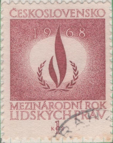 Sello E01474: hoja 94, Checoslovaquia: Sello Granate, dentado. Año Internacional de los Derechos Humanos, 1 koruna