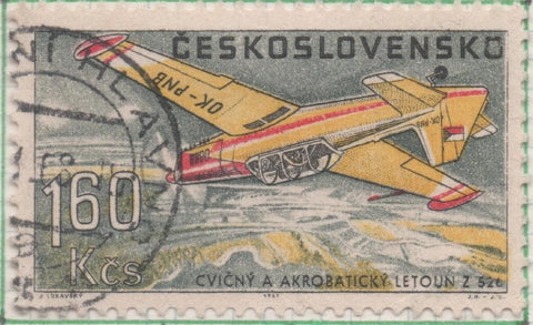 Sello E01464: hoja 93, Checoslovaquia: Sello Multicolor, dentado. Aviones. Acrobático Zlin Z - 526, 1,60 Koruna