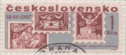 Sello E01459: hoja 93, Checoslovaquia: Sello Marron rojizo, dentao. Día del Sello. Sellos años 20, 1 Koruna