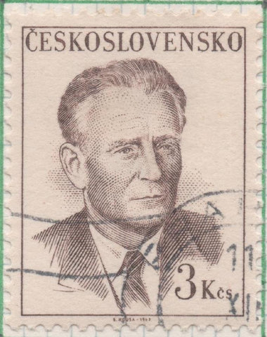 Sello E01458: hoja 93, Checoslovaquia: Sello Marron, dentado. Presidente Novotny, 3 Koruny