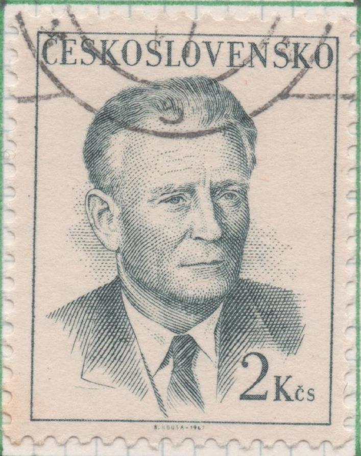 Sello E01457: hoja 93, Checoslovaquia: Sello Azul grisaceo, dentado. Presidente Novotny, 2 Koruny