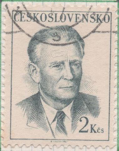 Sello E01457: hoja 93, Checoslovaquia: Sello Azul grisaceo, dentado. Presidente Novotny, 2 Koruny