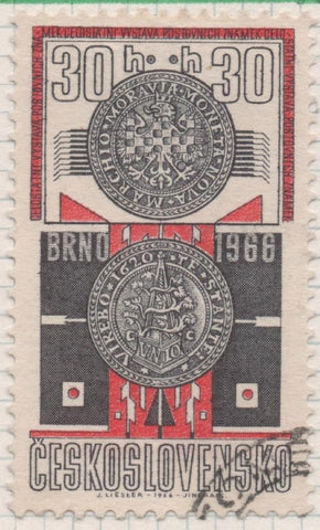 Sello E01386: hoja 88, Checoslovaquia: Sello Granate y negro, dentado. Expo. Filatelica de Brno, 30 Haleru
