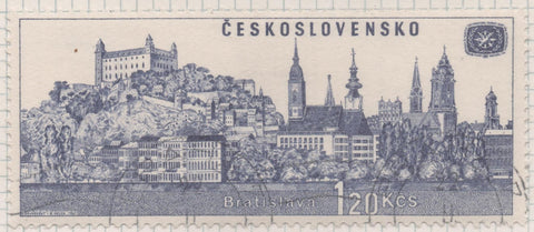 Sello E01392: hoja 89, Checoslovaquia: Sello Lila, dentado. Año Internacional del Turismo. Bratislava, 1,20 Koruna