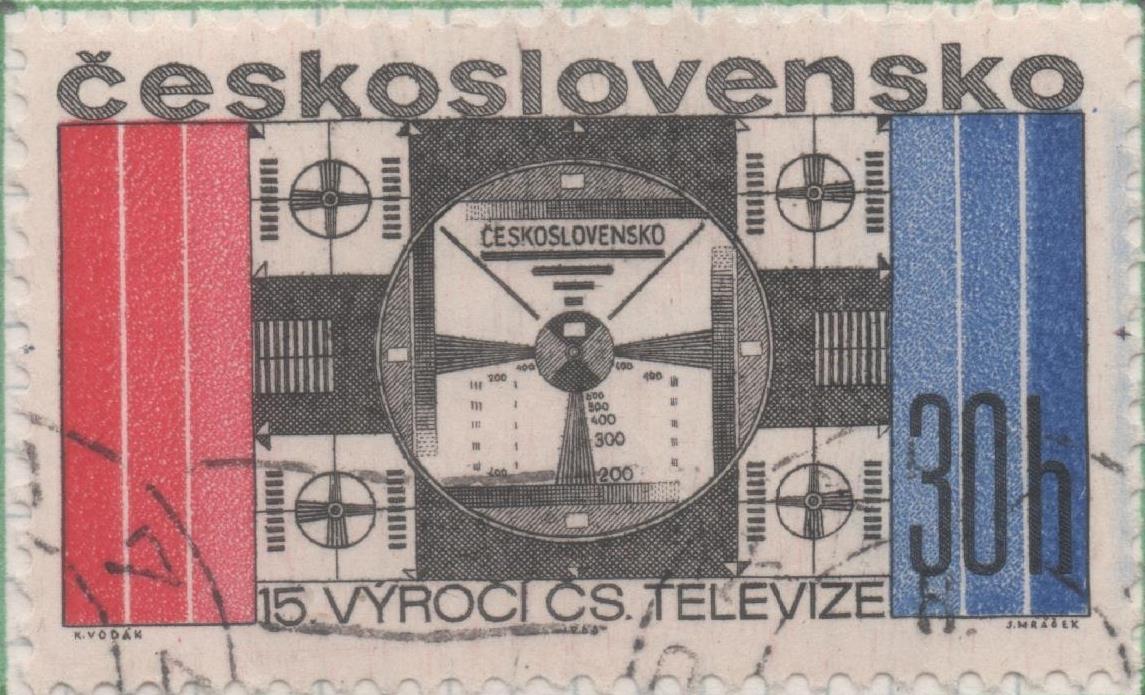 Sello E01485: hoja 95, Checoslovaquia: Sello Multicolor, dentado. Comunicaciones. 15 Amiv de la televisión