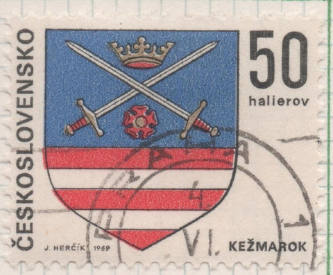 Sello E01575: hoja 101; Checoslovaquia: Sello Multicolor, dentado. Escudos Capitales Regionales. Kežmarok, 50 Haleru