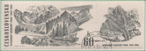 Sello E01565: hoja 101, Checoslovaquia: Sello Gris, dentado. 20 Aniv. Parque Nacional de Tatra. El gran valle helado de Bielovodska, 60 Haleru