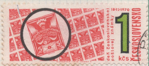 Sello E01612: hoja 104, Checoslovaquia: Sello Rojo y verde, dentado. Día del Sello.  Sello de 5 halerus de 1920, 1 Koruna