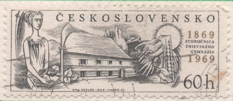 Sello E01600: hoja 103, Checoslovaquia: Sello Gris oscuro, dentado. Aniversarios. 100 Años del instituto de Zniev, 60 Haleru 
