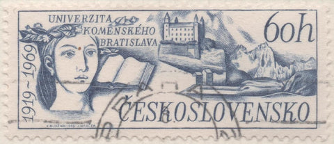 Sello E01595: hoja 103, Checoslovaquia: Sello Azul, dentado. Aniversarios. 50 Años universidad Comenius. Bratislava, 60 Haleru