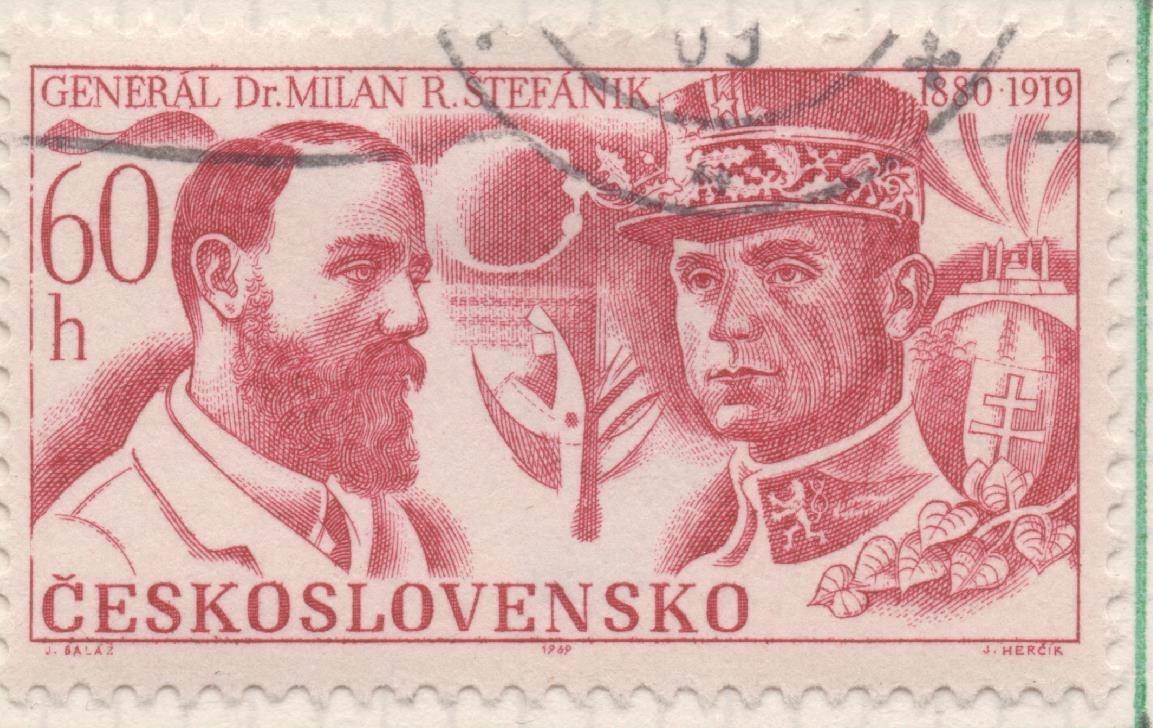 Sello E01594: hoja 103, Checoslovaquia: Sello Granate, dentado. 50º Aniversario de la Muerte del General Milan Rastislav Štefánik.