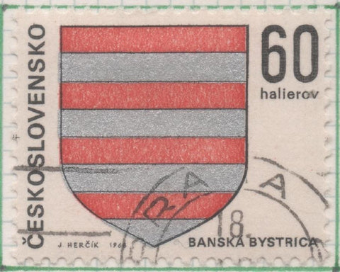 Sello E01508: hoja 97, Checoslovaquia: Sello Multicolor, dentado. Escudos Capitales Regionales. Banská Bystrica, 60 Haleru