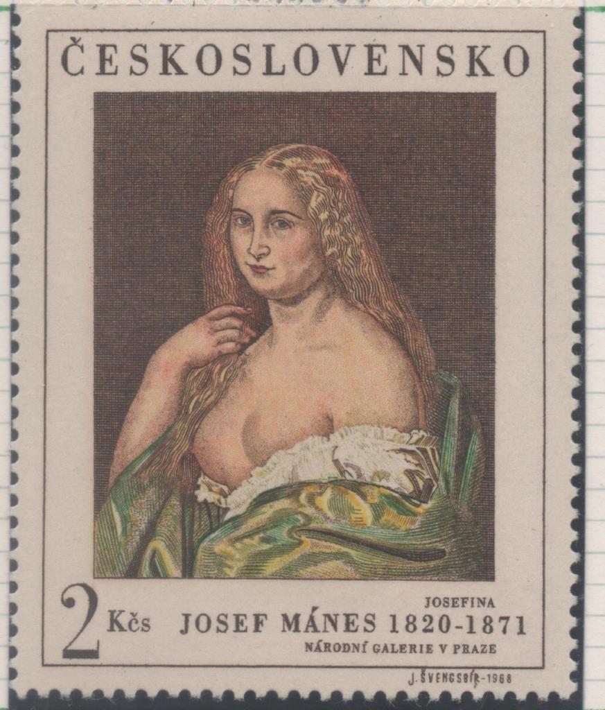 Sello E01507: hoja 97, Checoslovaquia: Sello Multiolor, dentado. Expo. Internacional de Filatélia "Praga 68". Josefina. Josef Mánes, 1820-1871, 2 Koruny