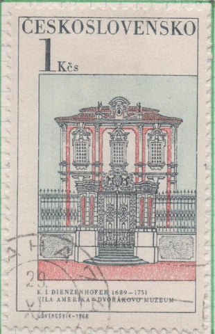 Sello E01504: hoja 97, Checoslovaquia: Sello Multicolor, dentado. Expo. Internacional de Filatélia "Prag 68". Museo Dvorak. Diezenhofer, 1689-1751, 1 Koruna