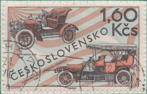 Sello E01551: hoja 100, Checoslovaquia: Sello Multicolor, dentado. Auatomoviles. Laurin & Klement. 1907, 1 60 Koruna