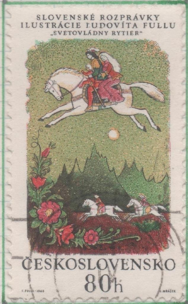 Sello E01544: hoja 99, Checoslovaquia: Sello Multicolor, dentado. Cuentso Eslovacos. El Caballero que Gobernaba el Mundo, 80 Haleru
