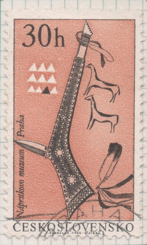 Sello E01351: hoja 86, Checoslovaquia: Sello Naranja y marron, dentado. Indios Norteamericanos. Tomahawk, 30 Haleru