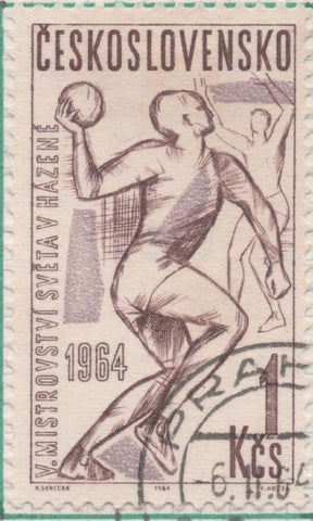 Sello E01178: hoja 77, Checoslovaquia: Sello Marron, dentado. Campeonato Mundial de Balonmano, 1 Koruna