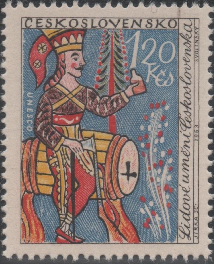 Sello E01171: hoja 77, Checoslovaquia: Sello Multicolr dentado. Unesco. Janosik heroe Eslavo, 1,20 Haleru