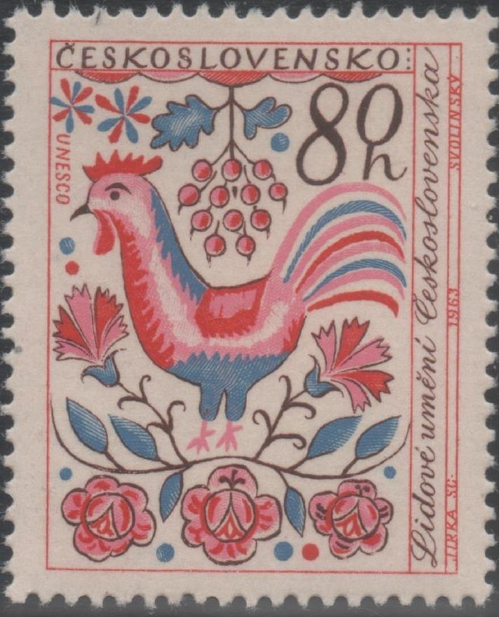 Sello E01168: hoja 77, Checoslovaquia: Sello Multicolor dentado. Unesco. Gallo, 80 Haleru