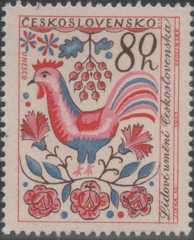 Sello E01168: hoja 77, Checoslovaquia: Sello Multicolor dentado. Unesco. Gallo, 80 Haleru