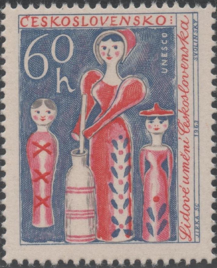 Sello E01167: hoja 77, Checoslovaquia: Sello Multicolr dentado. Unesco, Muñeca, 60 Haleru