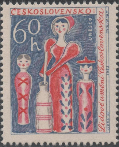 Sello E01167: hoja 77, Checoslovaquia: Sello Multicolr dentado. Unesco, Muñeca, 60 Haleru