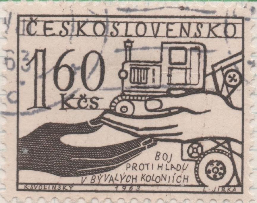 Sello E01151: hoja 75, Checoslovaquia: Sello blanco y negro dentado. Contra el Hambre, 1,60 Koruna