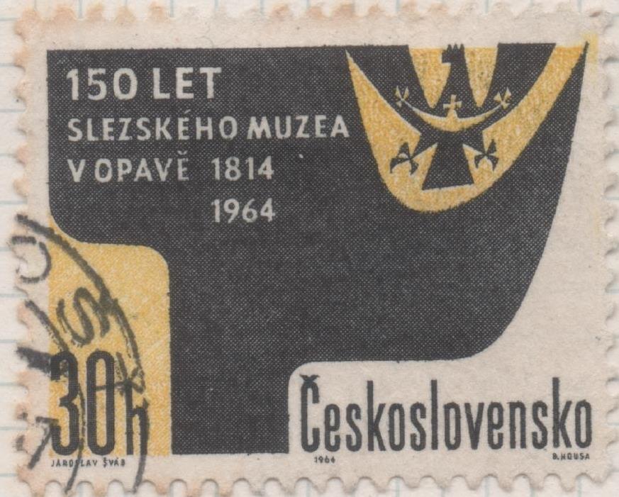Sello E01211: hoja 79, Checoslovaquia: Sello Negro y amarillo, dentado. 150 Aniversario del Museo de Silesia, Opava, 30 Haleru