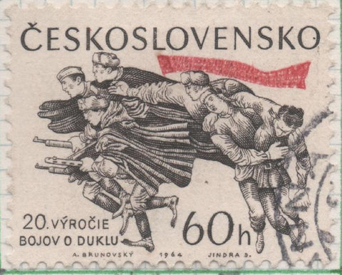 Sello E01205: hoja 79, Checoslovaquia: Sello Gris y rojo, dentado. 20º Aniv de los Combates de Dukla, 60 Haleru