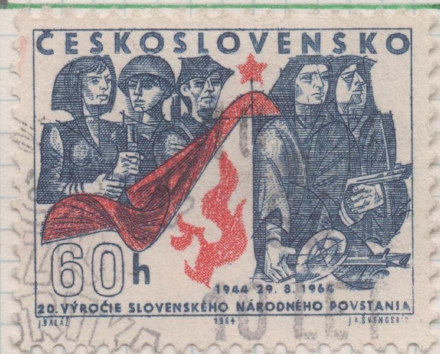 Sello E01204: hoja 79, Checoslovaquia: Sello Azul y rojo, dentado. 20º Aniv de los combates de Dukla, 60 Haleru