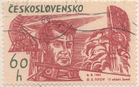 Sello E01190: hoja 78, Checoslovaquia: Sello Granate, dentado. Exploración del Espacio. Gherman Titov, 60 Haleru